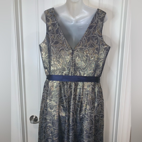 NIKKI Italy Gold & Navy Cocktail Dress NWOT - Picture 6 of 7